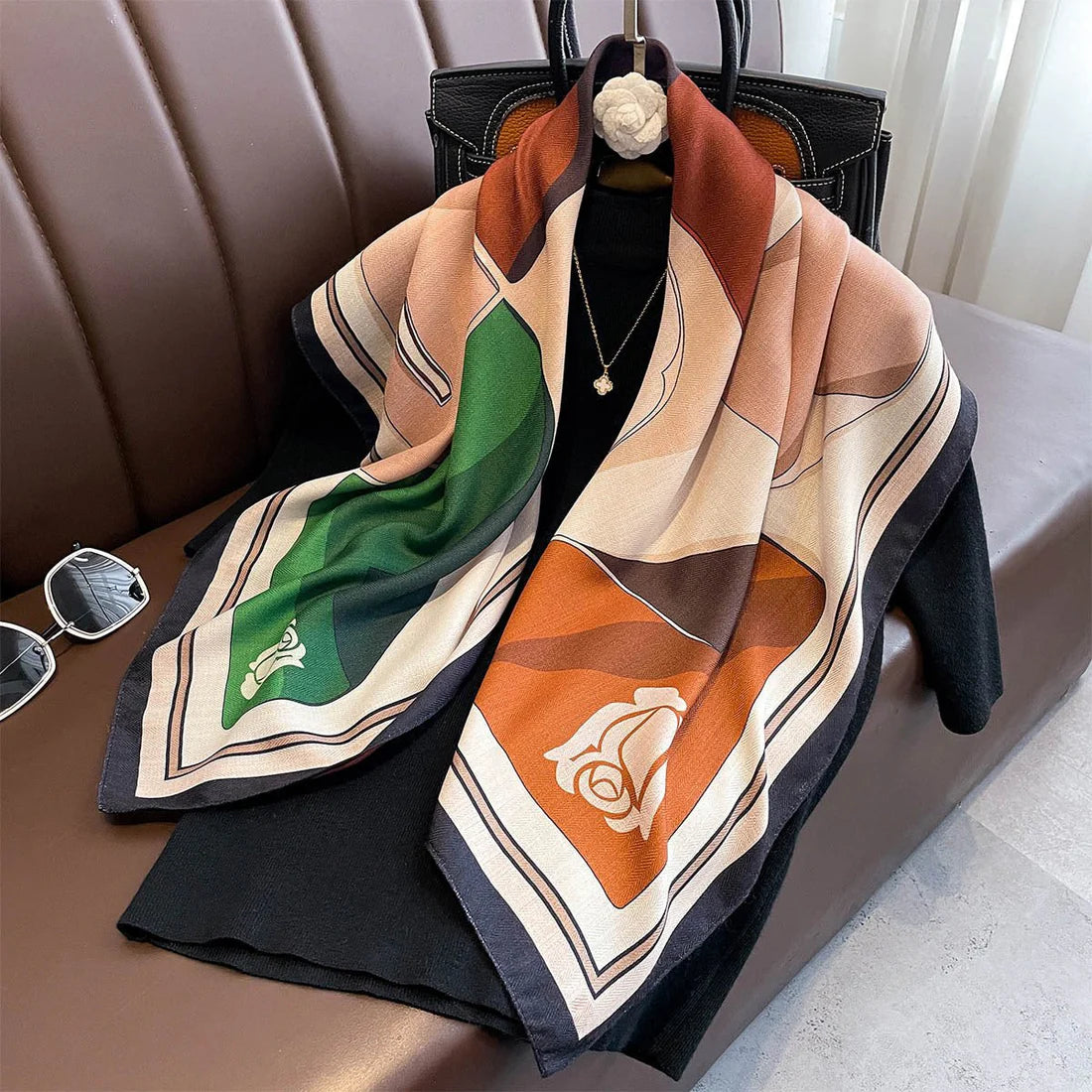 Printing Color Contrast Double-sided Different Color Dual-use Large Kerchief